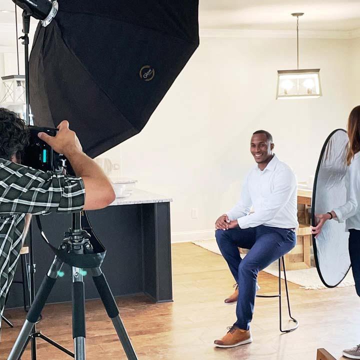 Behind the scenes at an Alabama headshot photography session.