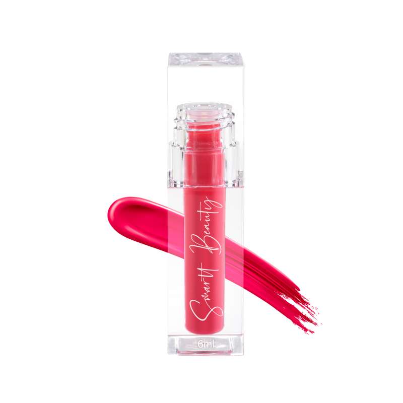 Ecommerce product photography shwing  a tube of red lip stick on a white background.