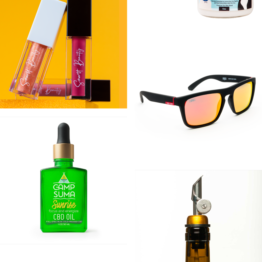 Examples of various types of product photography arranged in a grid.